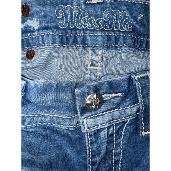 Miss Me Cuffed Skinny Jeans Womens 26 Light Wash‎ Embellished Denim Western - Picture 9 of 15